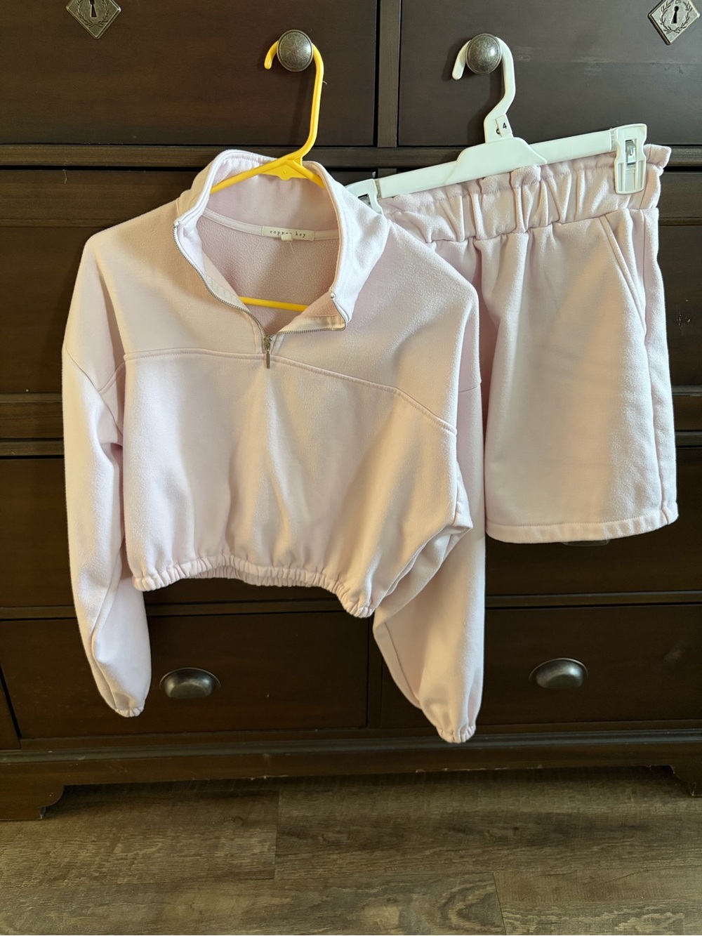 Copper Key Light Pink Cropped Quarter-Zip Pullover & Skirt Set